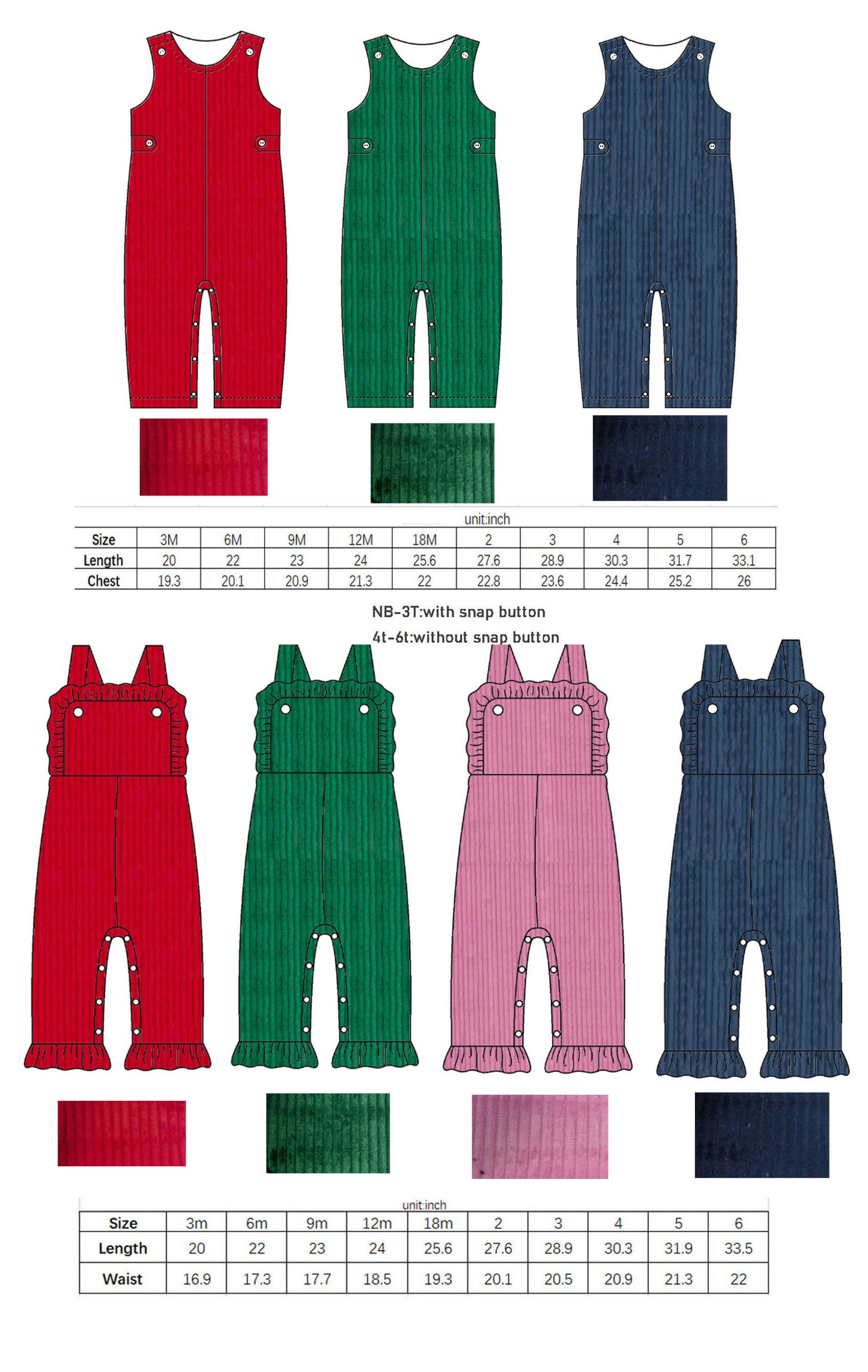 Corduroy Rompers PREORDER