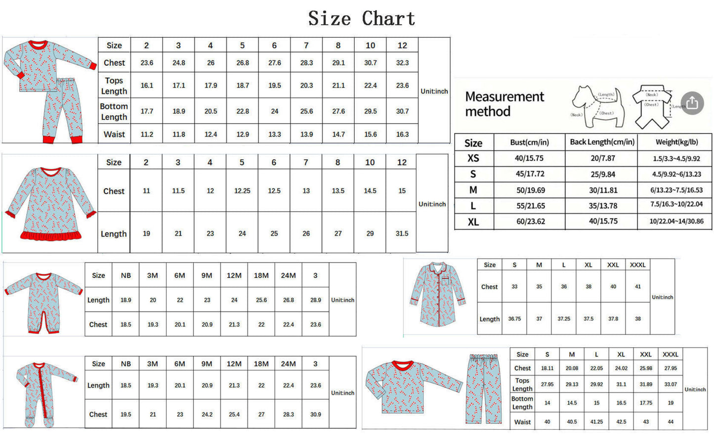 Candy Cane Boy Youth Pajama Set