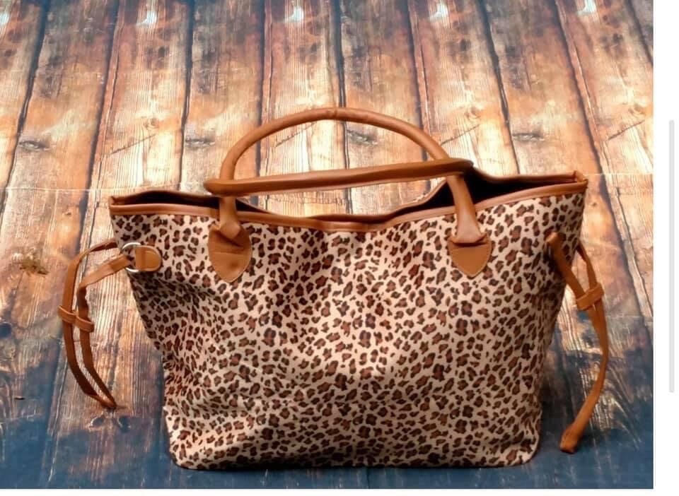Leopard Tote, Purse, Travel Bag, Gift, Personalized, Embroidered