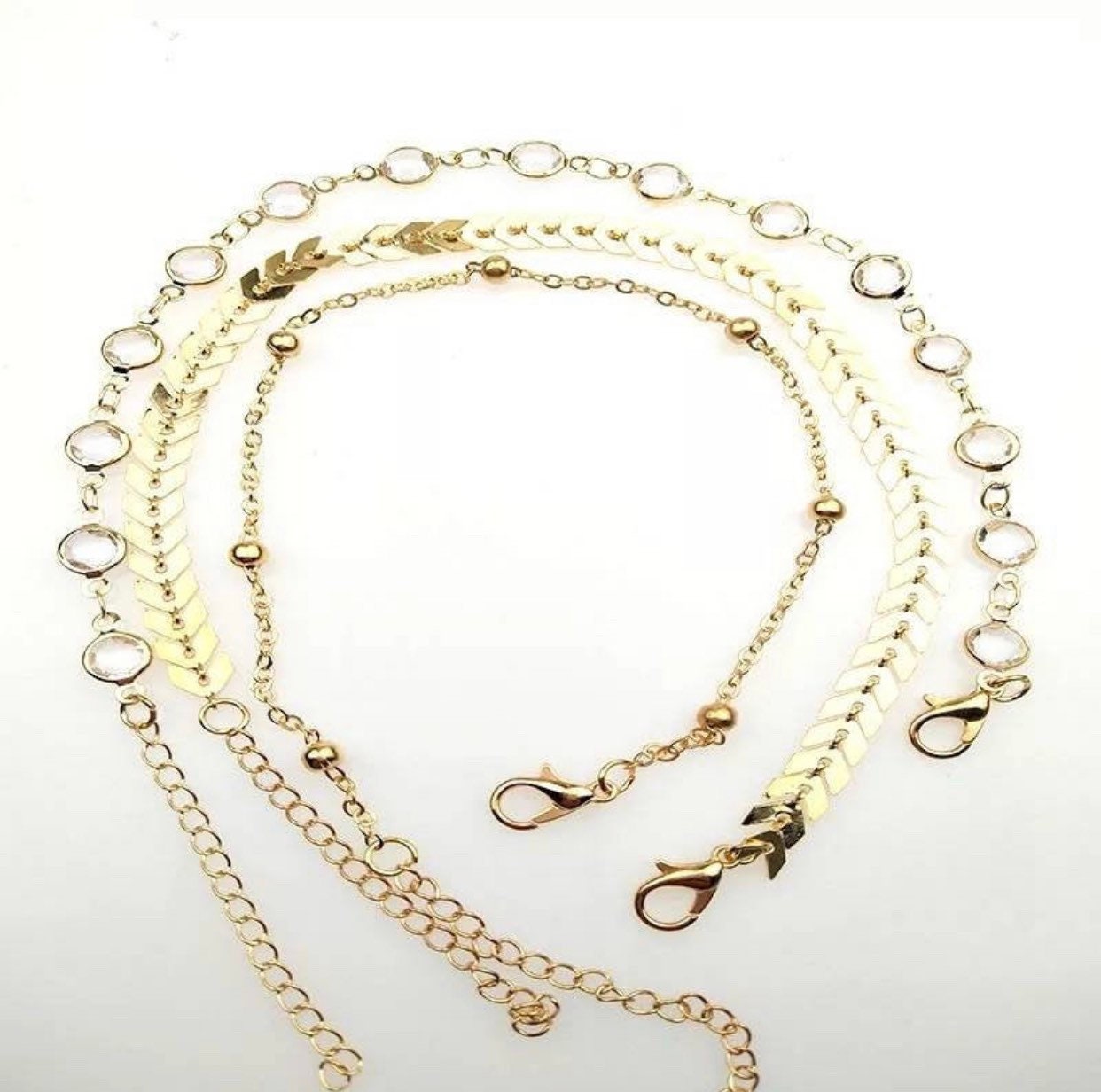 3pc Ankle Bracelets, Gold Anklet, Gift, Bracelet