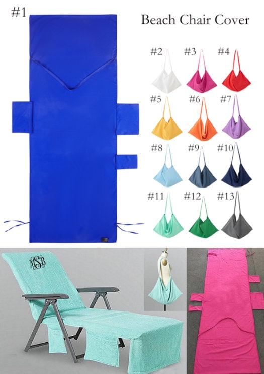 Monogrammed Beach Chair Cover, Lounge Chair, Personalized, Pool Chair Cover
