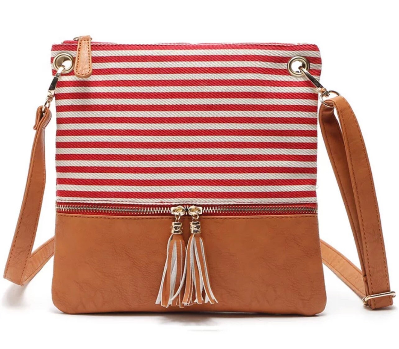 Striped Vegan Leather Crossbody, Messenger Bag
