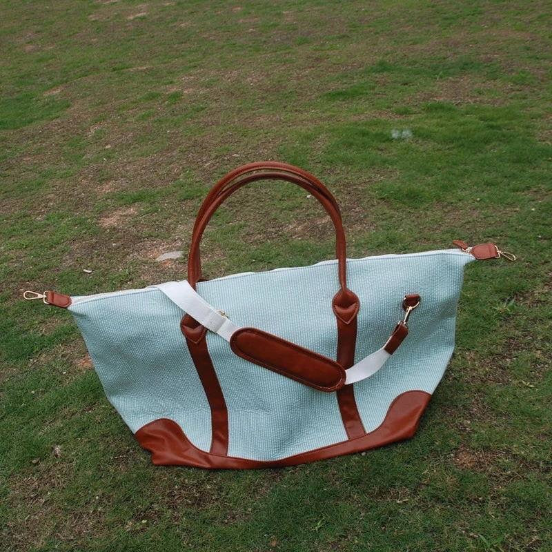 Seersucker Weekender Tote