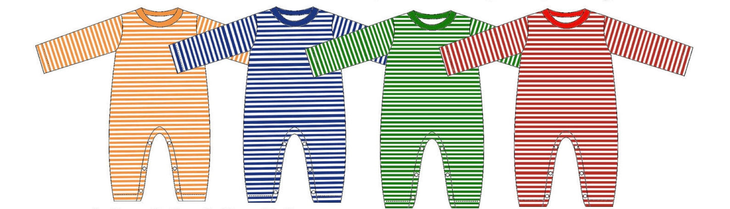 Long Sleeve Striped Boy Romper Preorder 7/26