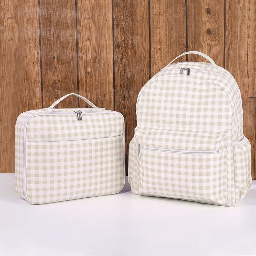 Gingham Backpack Set