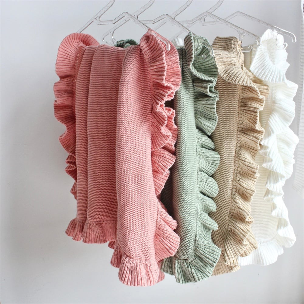 Cotton Knit Ruffle Blanket