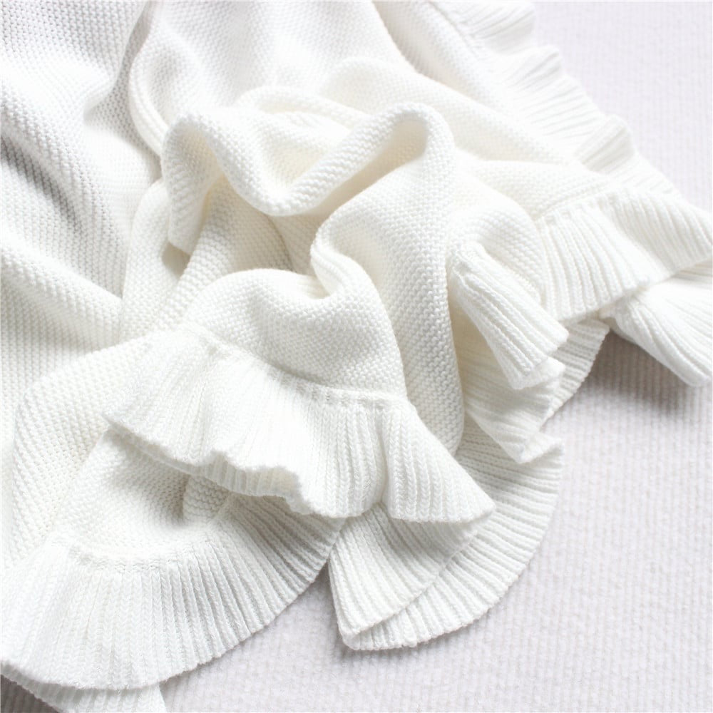 Cotton Knit Ruffle Blanket