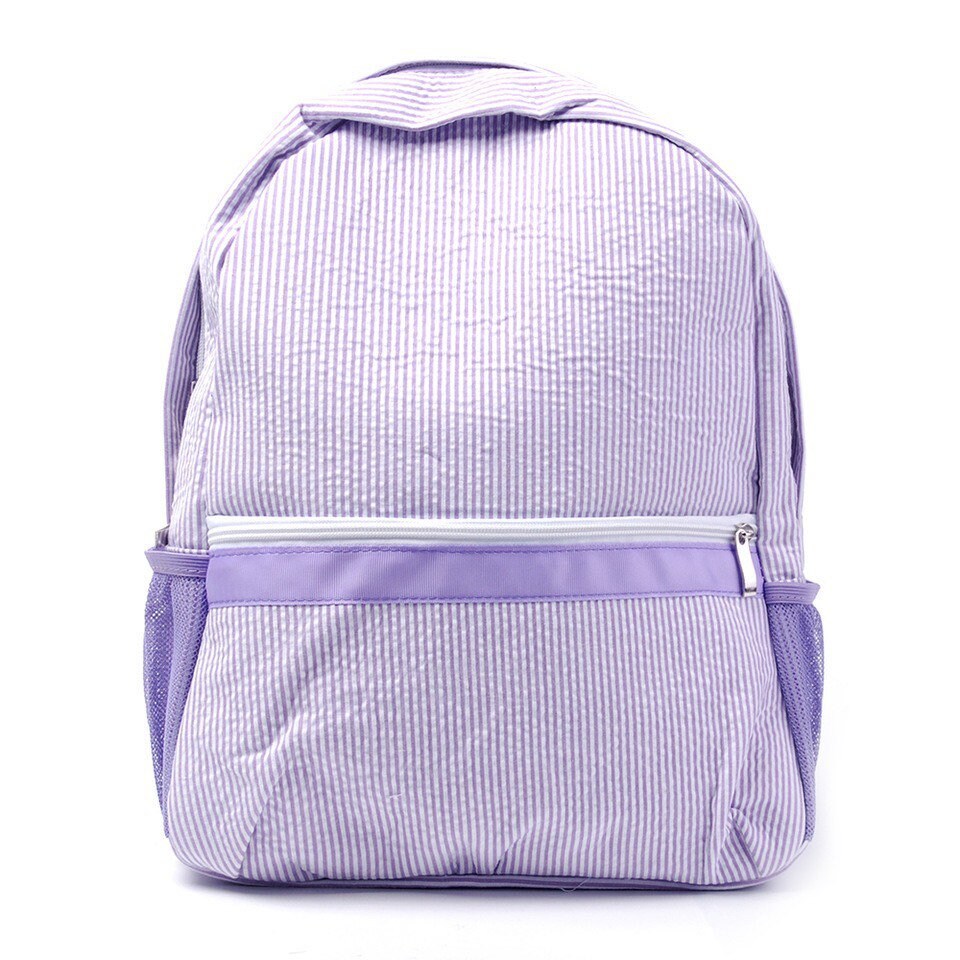 Personalized Seersucker Middle School Backpack, Seersucker, Embroidered