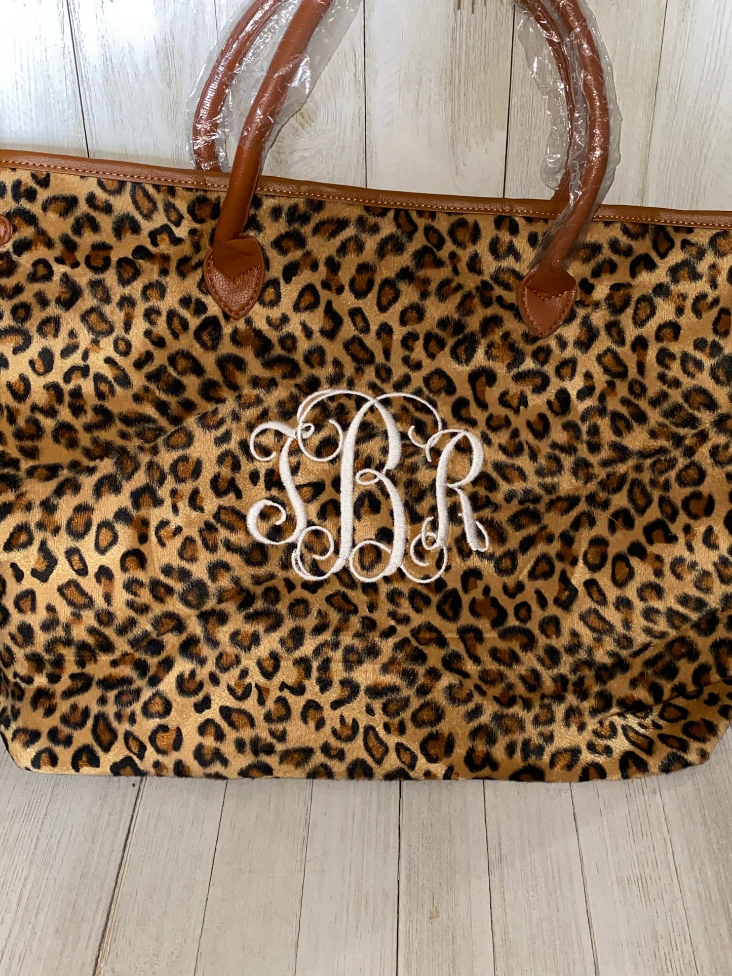 Leopard Tote, Purse, Travel Bag, Gift, Personalized, Embroidered