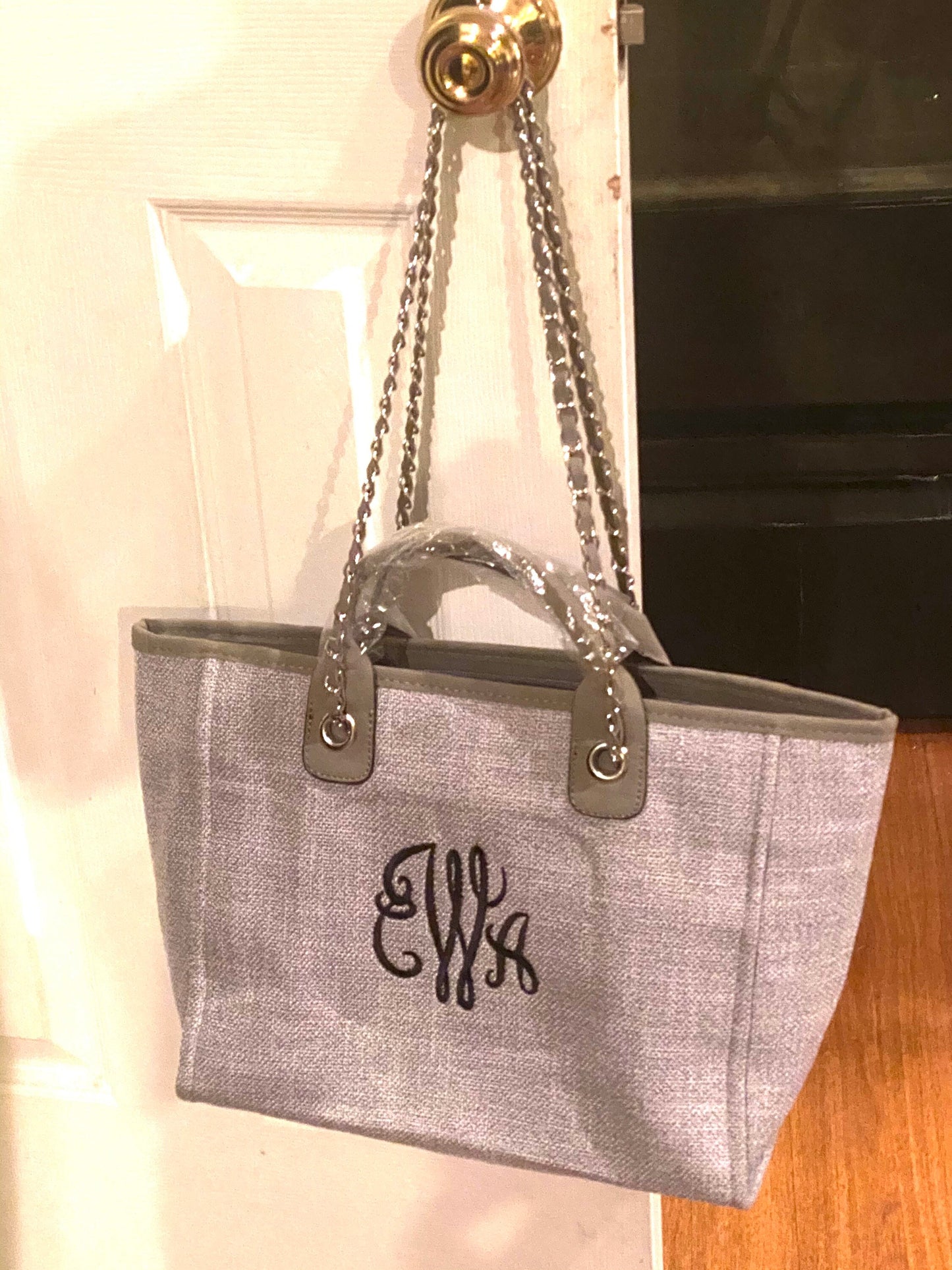 Monogrammed Chain Tote, Tweed Purse, Personalized, Shoulder Bag, Monogrammed, Bag