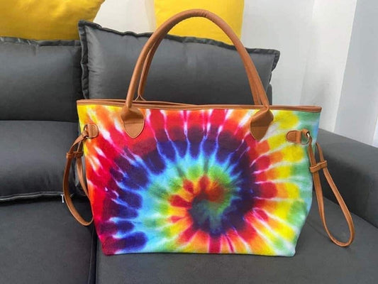 Tie Dye Tote, Purse, Travel Bag, Gift, Personalized, Embroidered