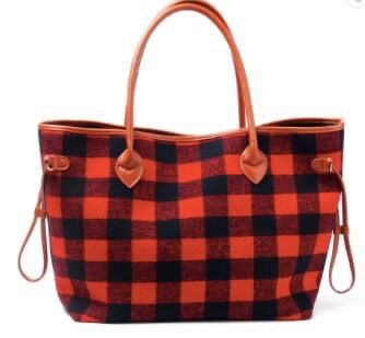 Buffalo Plaid Tote, Purse, Travel Bag, Gift, Personalized, Embroidered