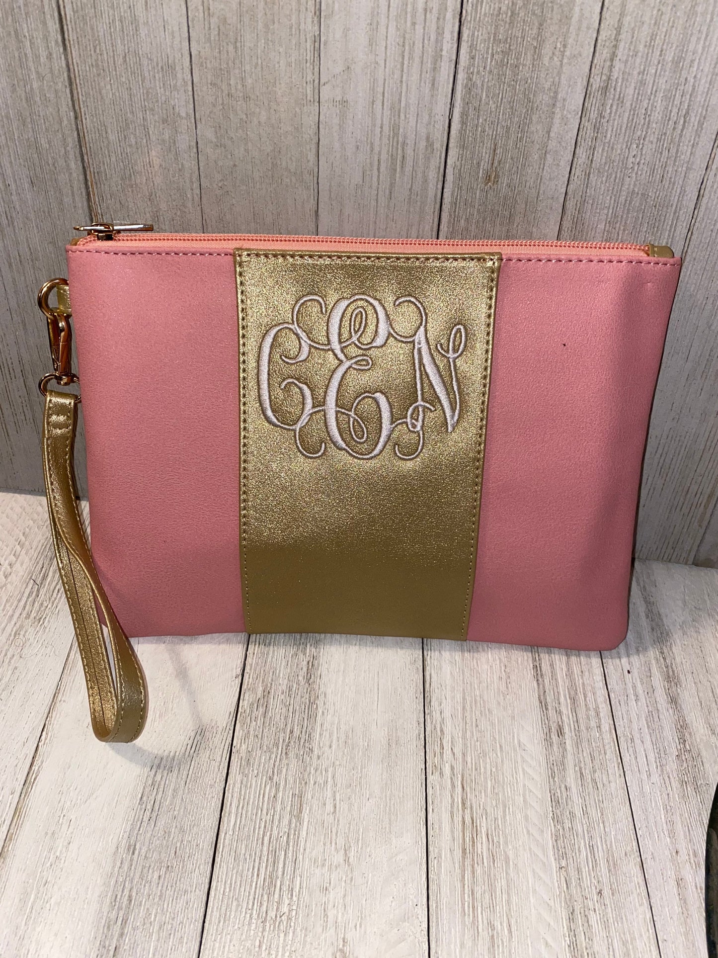 Monogrammed Two-Toned Wristlet, Gift, Bridal Bag