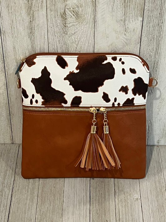 Brown Cow Print Crossbody, Personalized, Cow Print, monogrammed