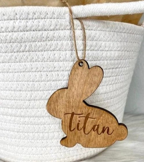 Laser Wood Easter Bunny Tag, Personalized