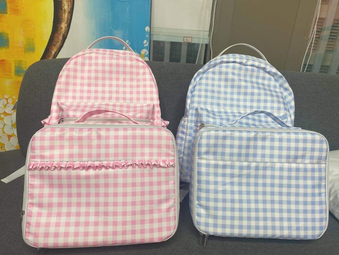 Gingham Backpack Set